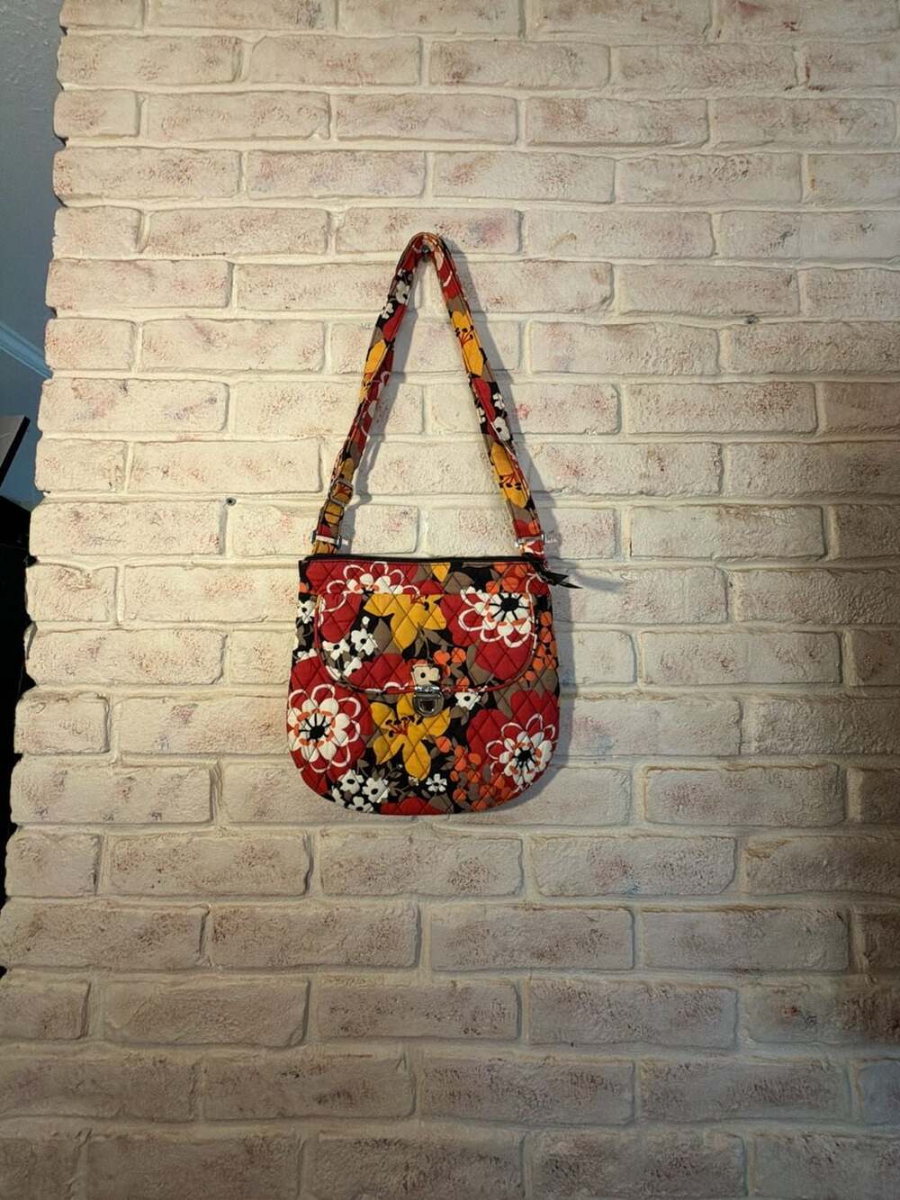 Vera Bradley Bittersweet Pattern Quilted Crossbody Saddle Bag
